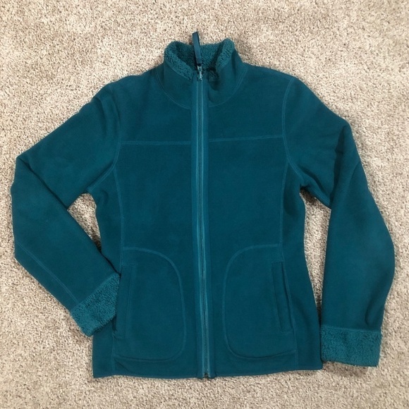 Reversible Teal Fleece and Warm Teddy Bear Fleece Full Zip Jacket extra small XS - Picture 4 of 11